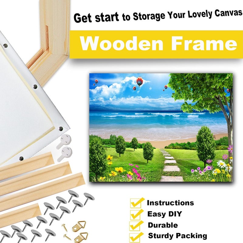 ECOIOU DIY Canvas Stretcher Bars 14x14 Inch Canvas Frame, Sturdy Stretcher Frames for Oil Paintings, Prints, Paint by Numbers & Posters(Need Extra Size to wrap Around The Frame) - Image 4
